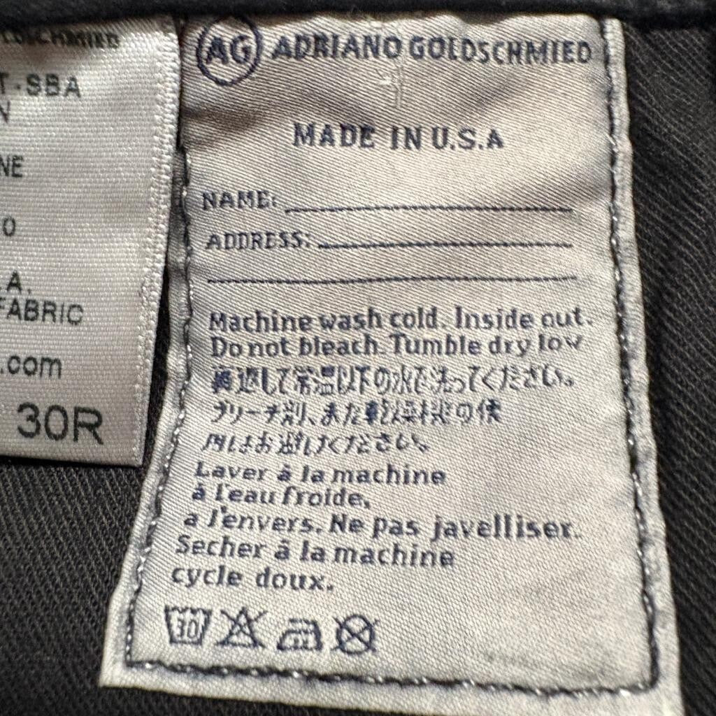 AG Adriano Goldschmied The Legging Ankle Jeans Womens 30R Black Coated Skinny