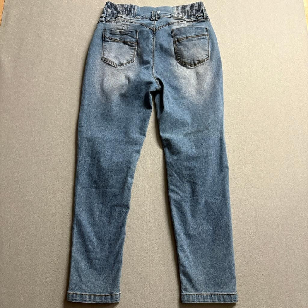 Jeans Wear High Waist Elastic Band Skinny Jeans Womens XL Blue Denim Stretch