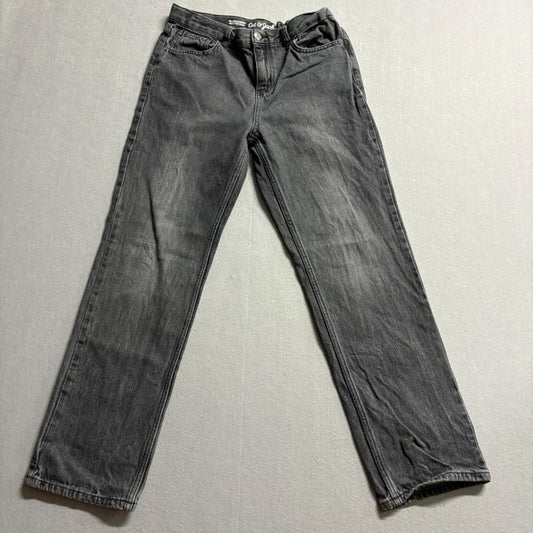 Cat & Jack Girls Jeans Size 14 Husky Gray Relaxed Straight Denim Pants