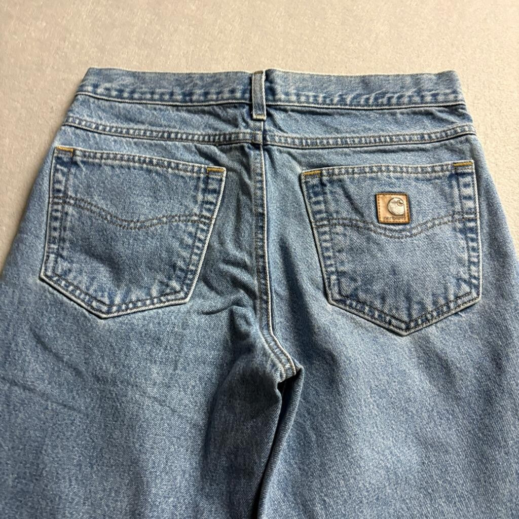 Carhartt Relaxed Fit Jeans Mens 31x30 Blue Denim Raw Cut Fray Hem Actual 31x27