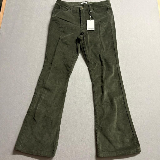 Kensie Jeans Womens The Tessa High Rise Bootcut Corduroy Pants Olive Green 12/31