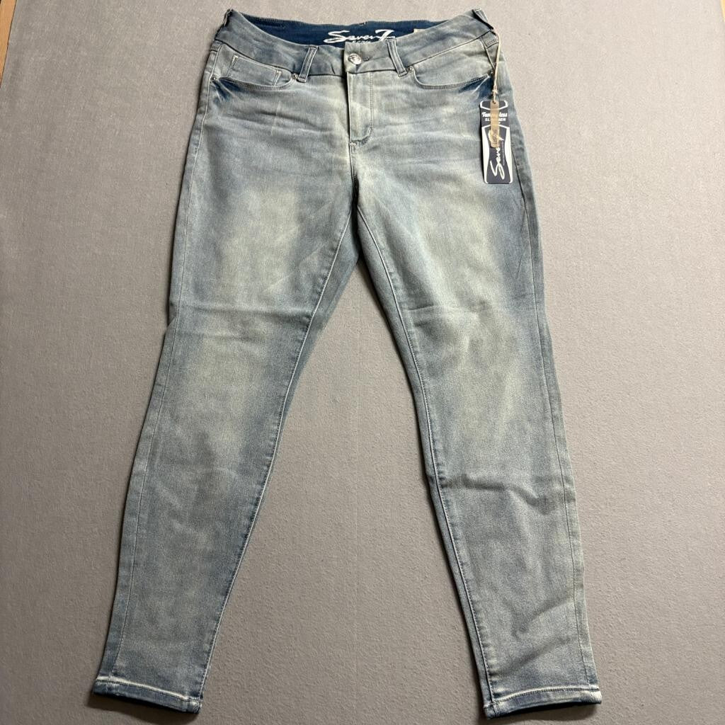 Seven7 Tummy Less Slimmer Legging Jeans Womens Size 14 Light Wash Stretch Denim