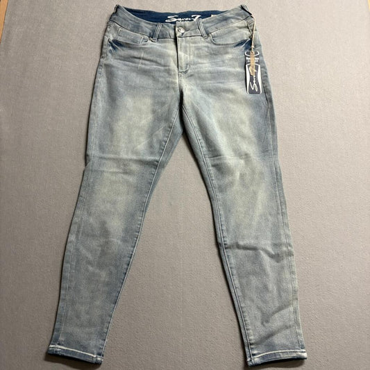 Seven7 Tummy Less Slimmer Legging Jeans Womens Size 14 Light Wash Stretch Denim