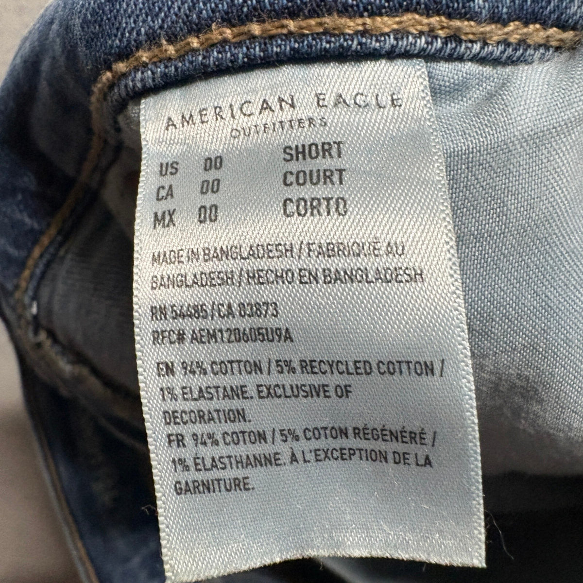 American Eagle 90s Skinny Jeans Womens 00 Short Blue Denim Stretch High Rise