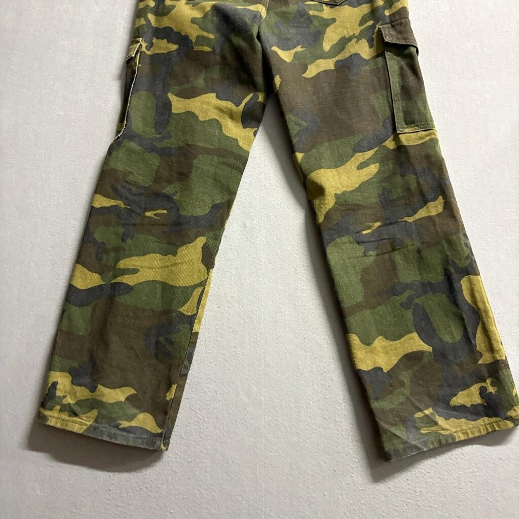 Shein Petite L Camouflage Cargo Pants Womens Green Cotton Wide Leg Utility