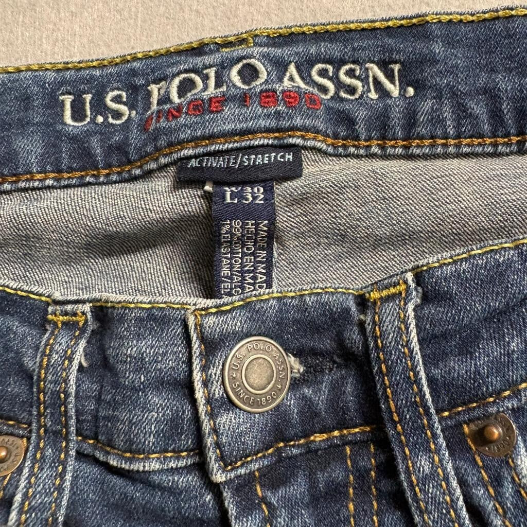 US Polo Assn Womens Jeans Size 30x32 Blue Denim Straight Leg Activate Stretch