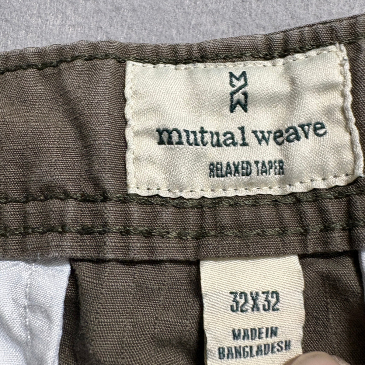 Mutual Weave Mens Cargo Pants Size 32x32 Green Olive Ripstop Relaxed Taper
