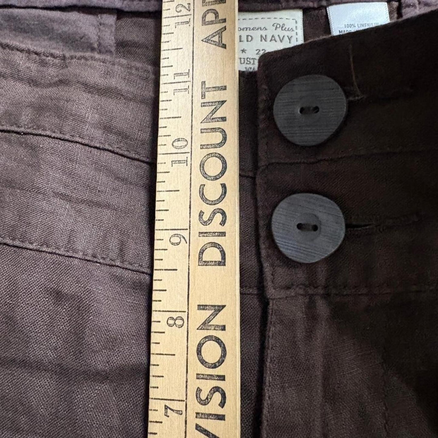 Old Navy Womens Plus 22 Brown 100% Linen Crop Pants Just Below Waist Capris