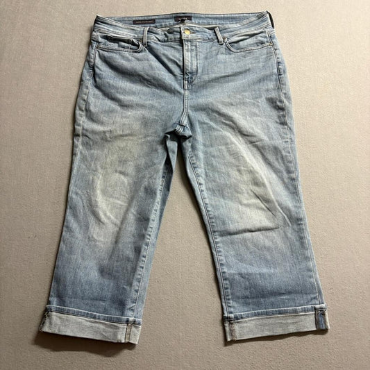 NYDJ Marilyn Straight Crop Jeans Womens 16 Blue Lift Tuck Denim Capris