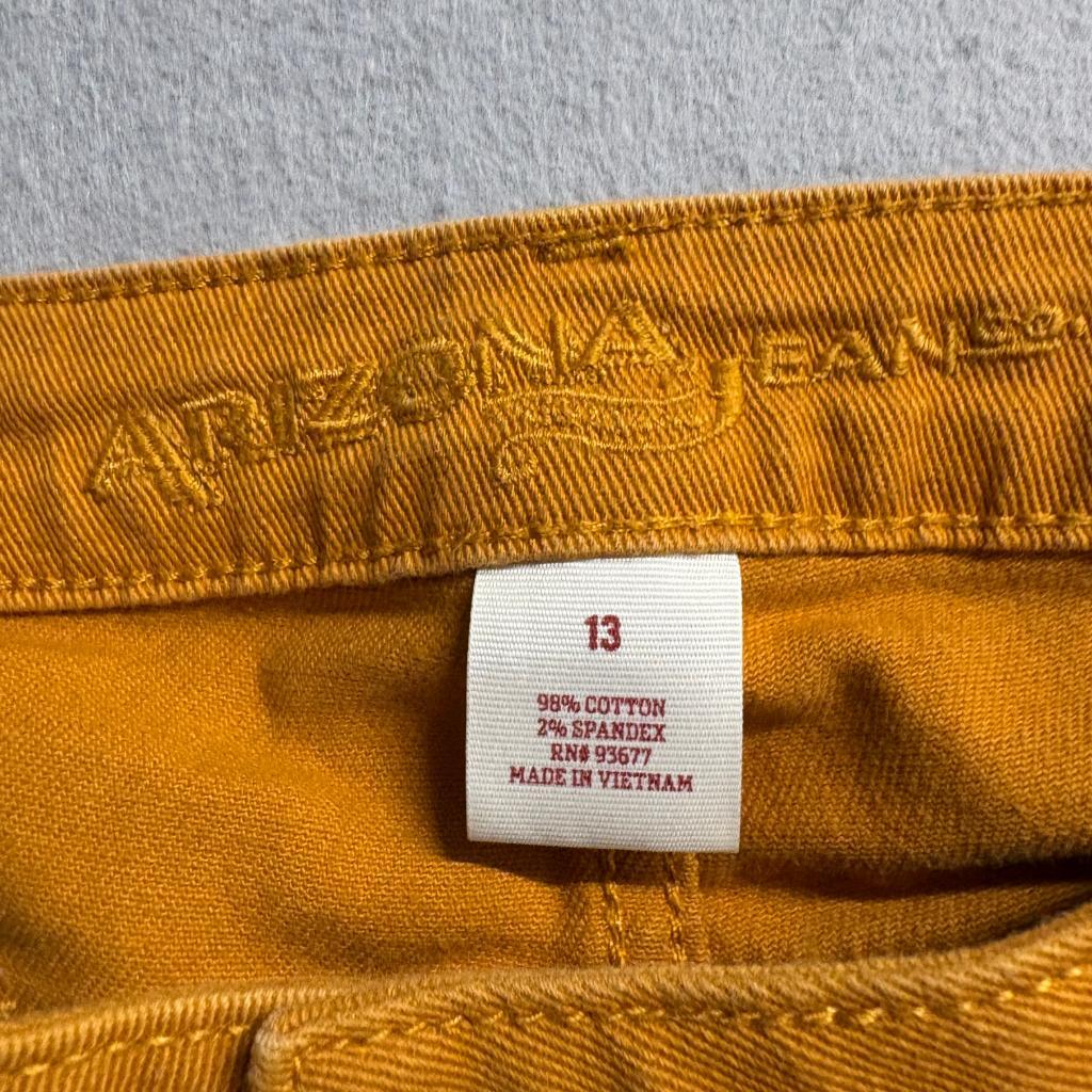Arizona Jean Co Super Skinny Jeans Womens 13 Mustard Yellow Gold Stretch Denim