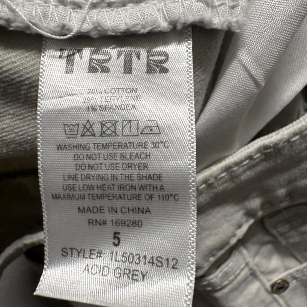 TRTR Acid Grey Cargo Jeans Womens Size 5 Wide Leg High Rise Utility Pockets