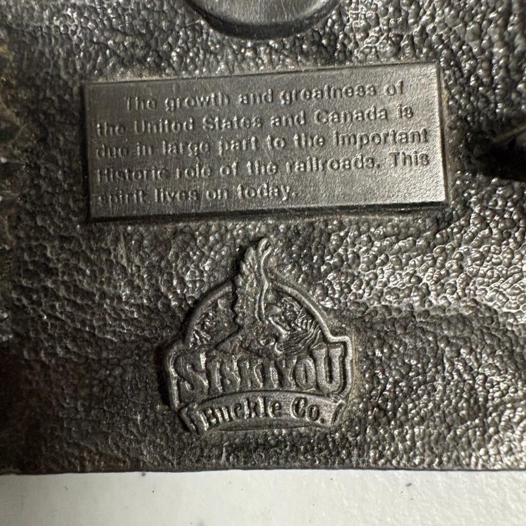 Vintage 1986 Siskiyou Steam Locomotive Train Belt Buckle Pewter Made in USA H-40
