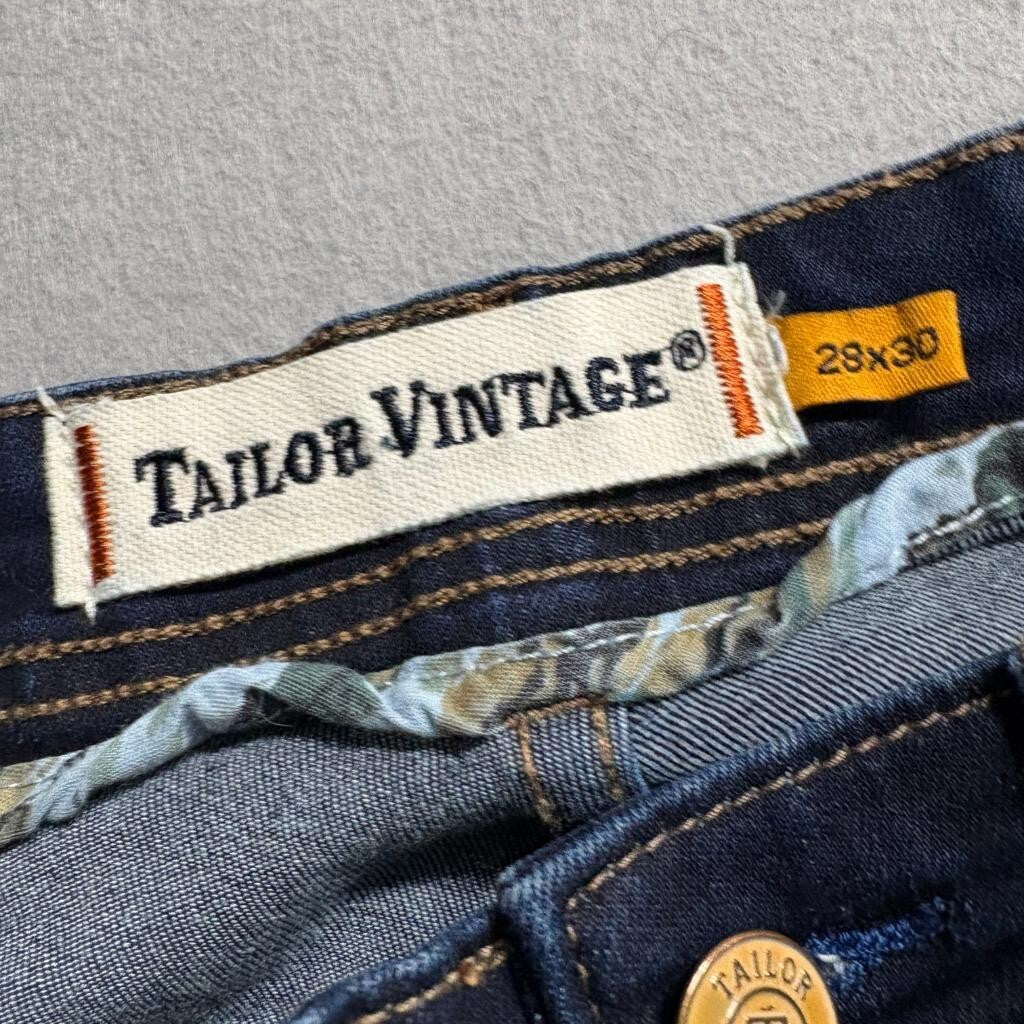 Tailor Vintage Westport Straight Fit Jeans Mens 28x30 Dark Wash Stretch Denim