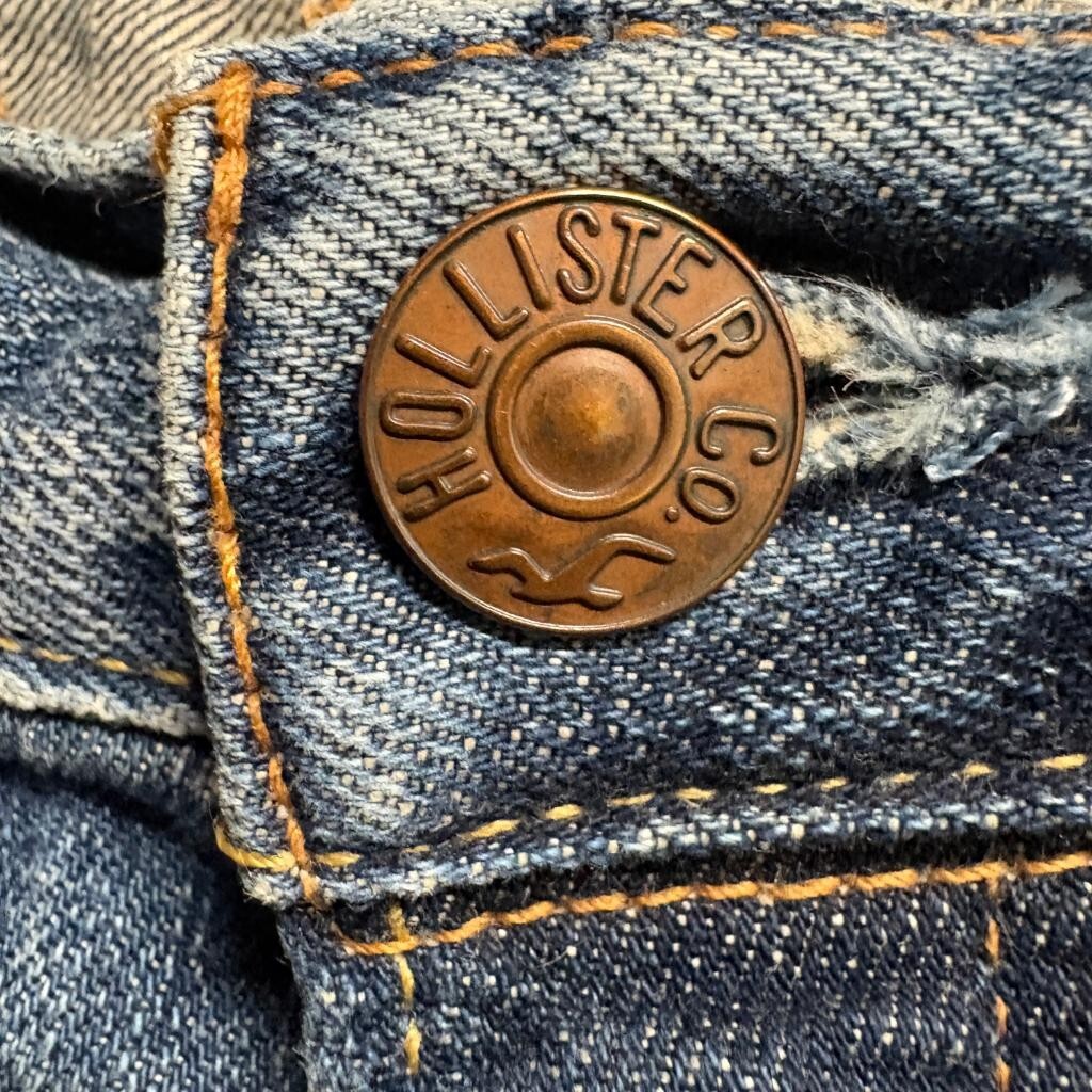 Hollister Classic Straight Jeans Womens 30x30 Blue Denim Raw Hem Button Fly