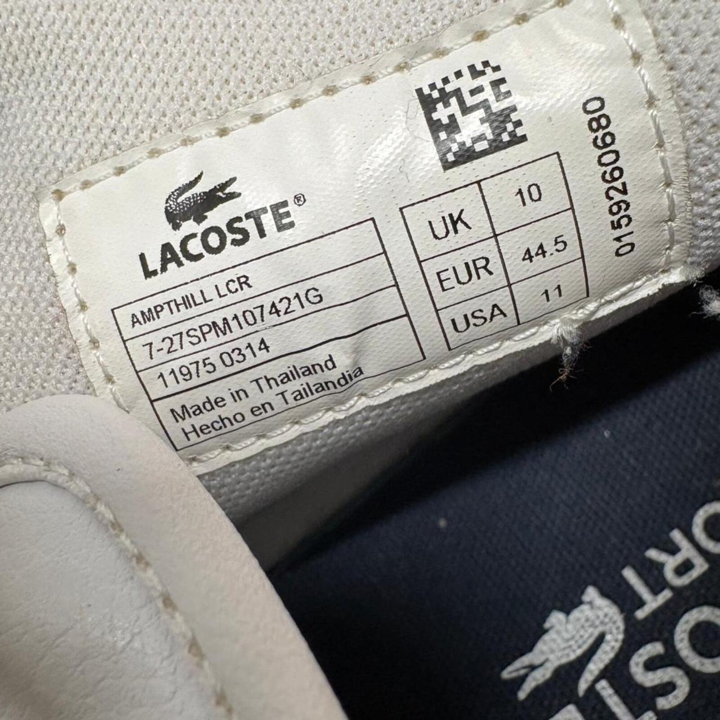 Lacoste Ampthill LCR Mens Size 11 White Leather Mid Top Casual Sneakers