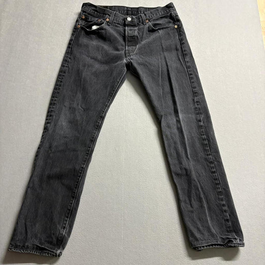 Levis 501 Original Fit Jeans Mens 33x32 Black Denim Button Fly Straight Leg