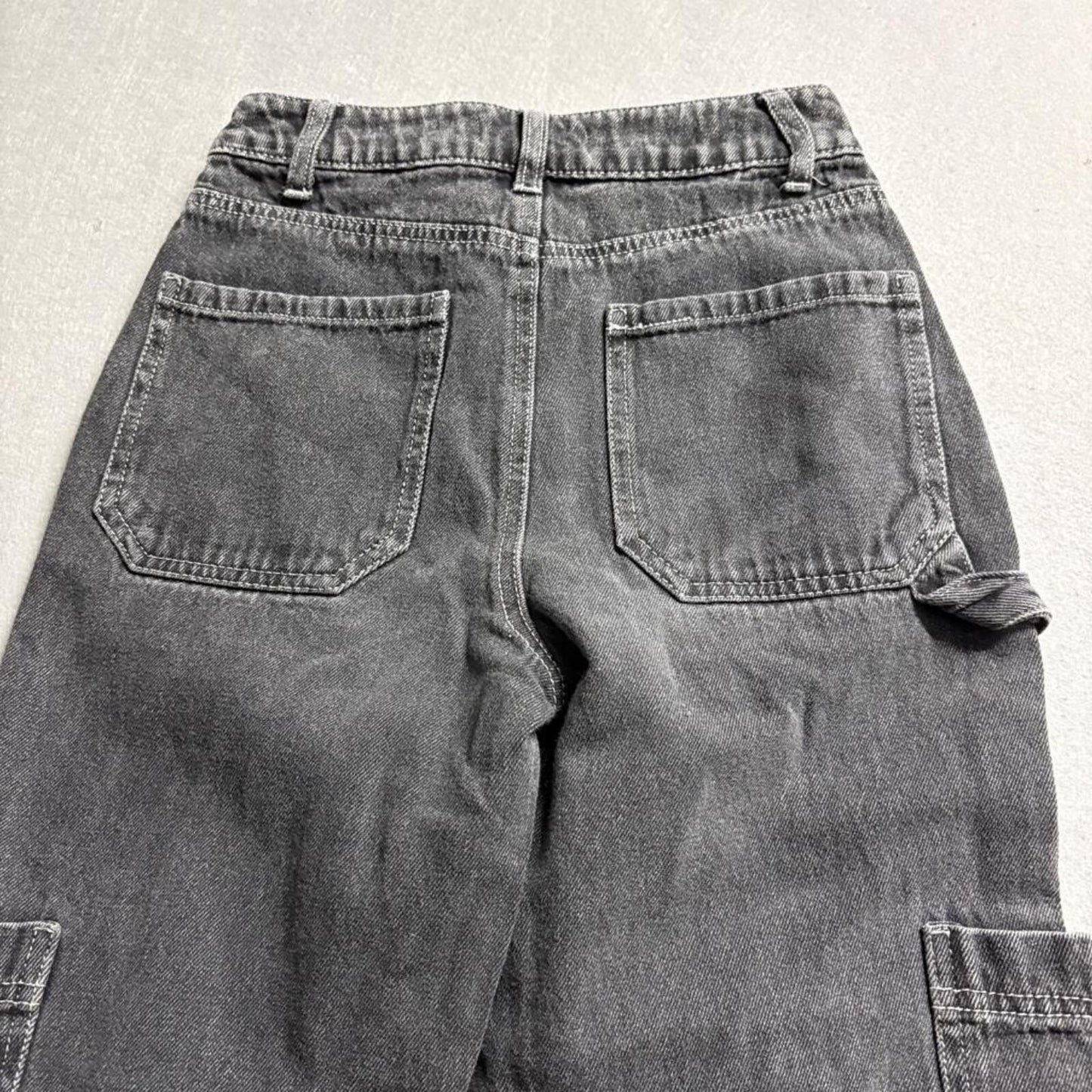 RSQ Cargo Jeans Womens 23 Black Acid Wash High Rise Carpenter Denim Utility