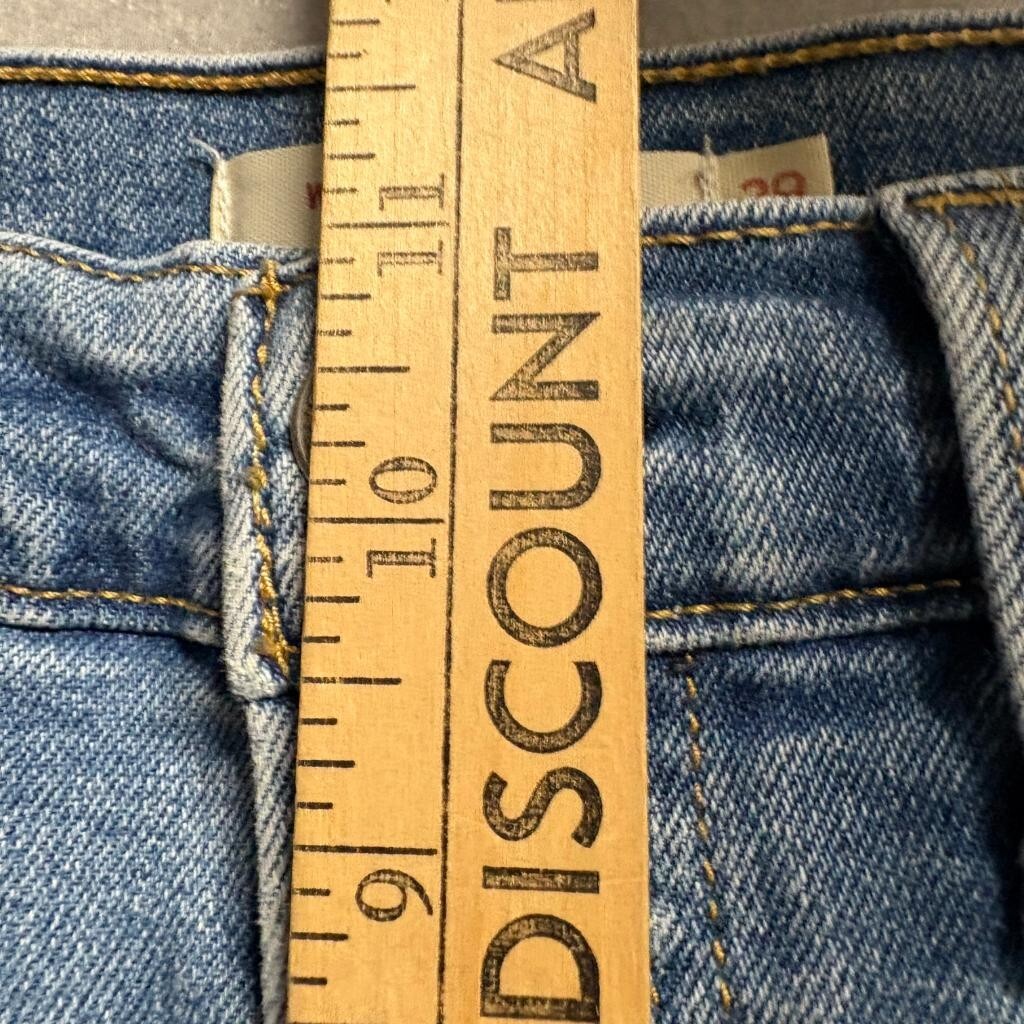 Levis Wedgie Straight Jeans Womens 29 Blue Distressed Raw Hem High Rise Denim