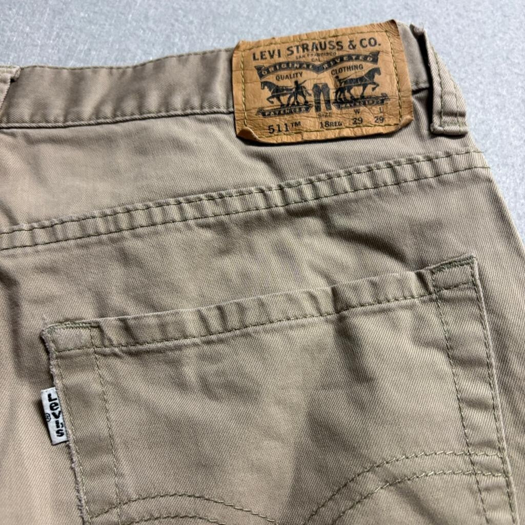 Levi's 511 Slim Fit Chino Pants Boys Size 18 Reg W29 L29 Khaki Beige Stretch