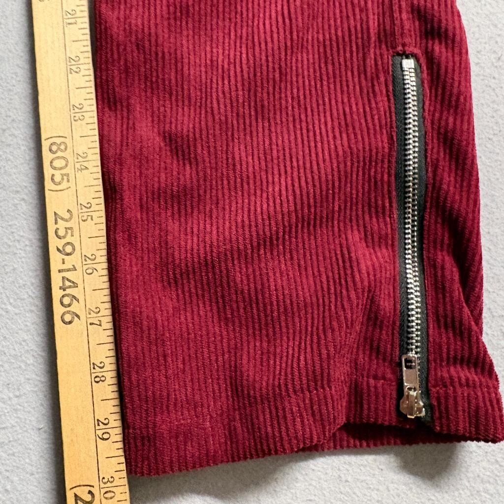 Unbranded Mens Corduroy Cargo Pants Medium Burgundy Red Zipper Ankle Drawstring