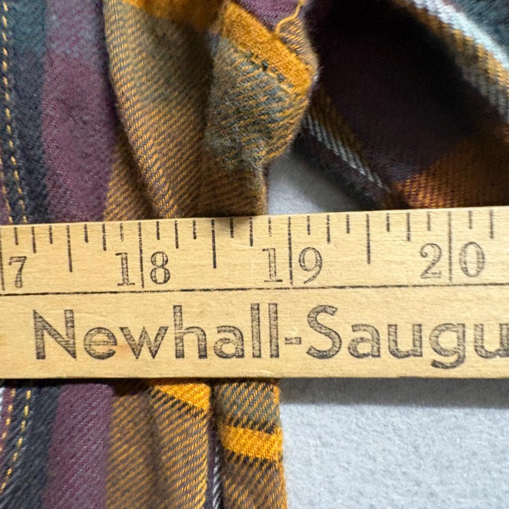 Vans Off The Wall Plaid Flannel Shirt Womens XL Mustard Yellow Purple Cotton