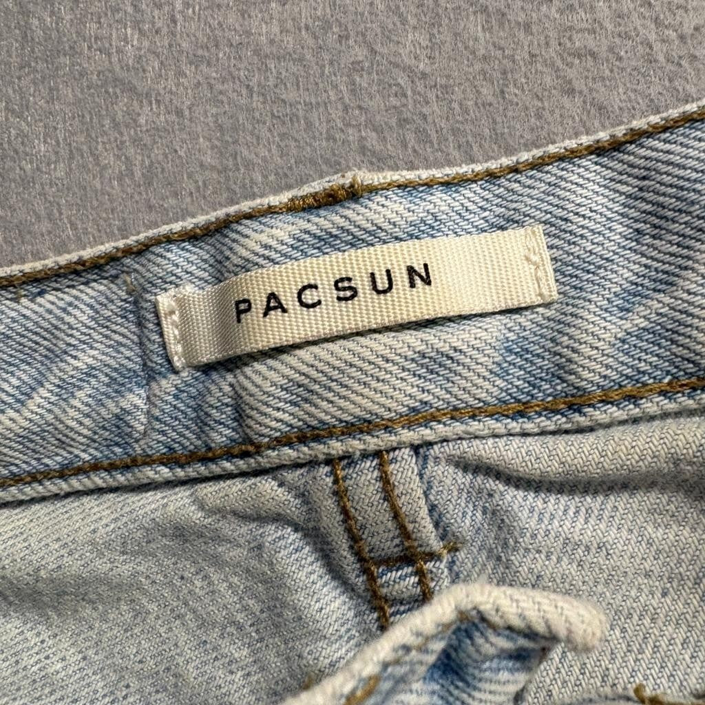 PacSun Womens High Rise Flare Jeans Light Wash Side Slit Denim Size 23