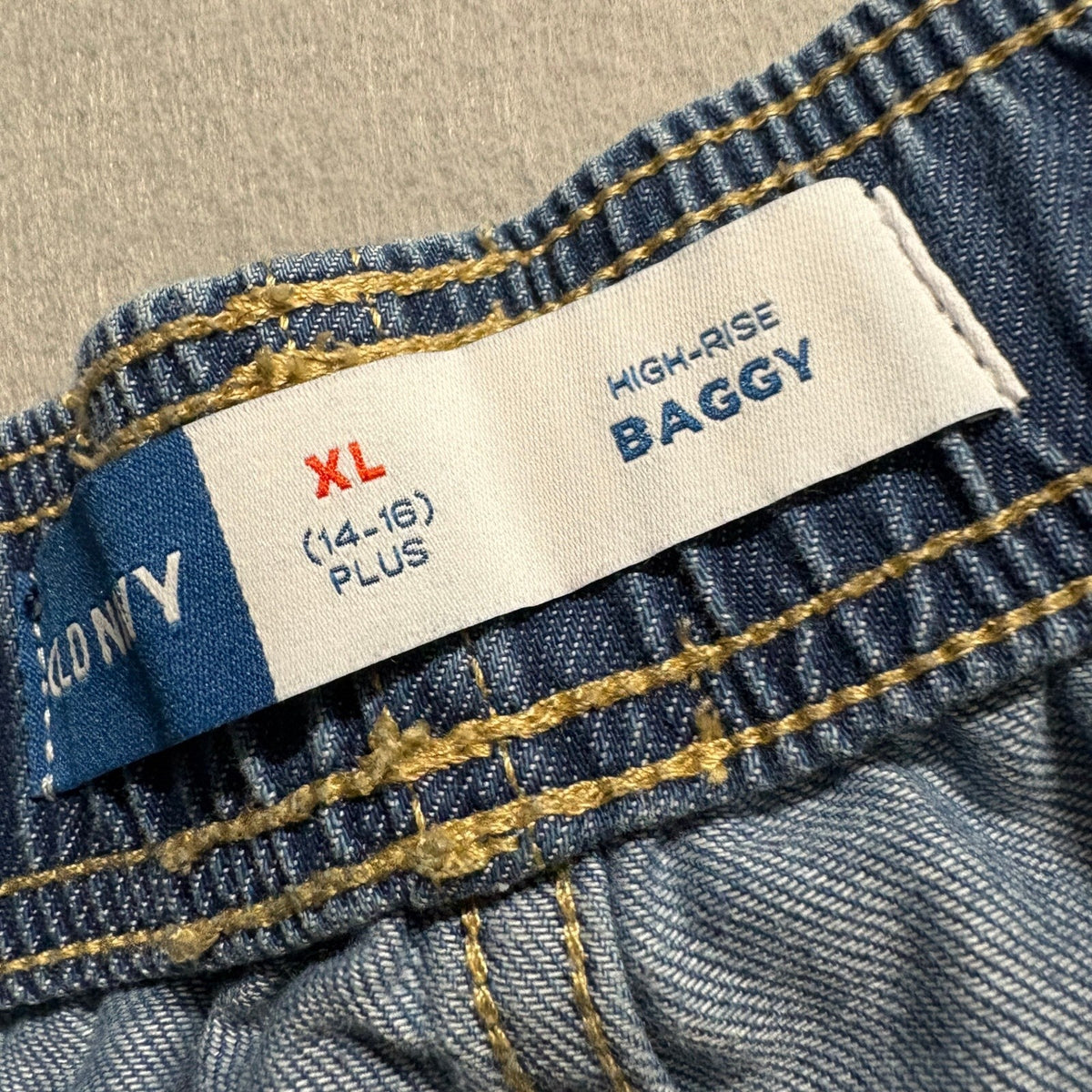 Old Navy High Rise Baggy Jeans Girls XL 14-16 Plus Blue Wide Leg Elastic Waist