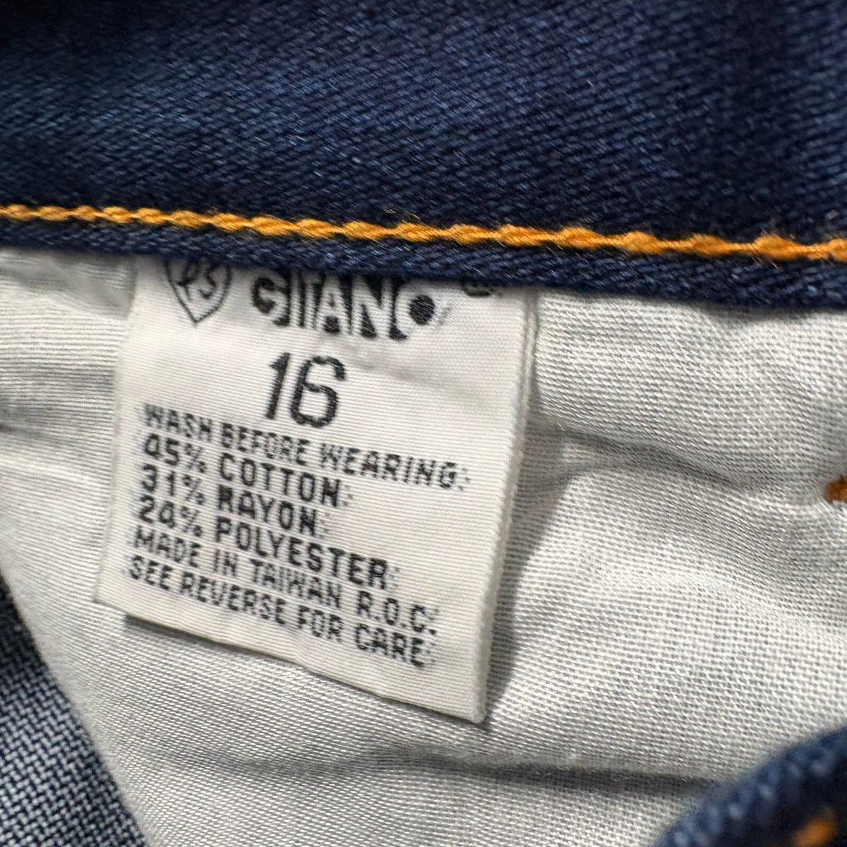 Vintage P.S. Gitano High Waist Jeans Womens 16 Long Dark Wash Power Stretch NWT