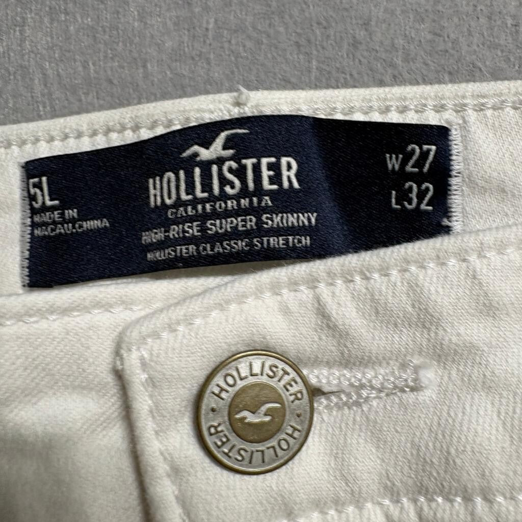Hollister High Rise Super Skinny Jeans Womens 5L W27 L32 Off White Distressed