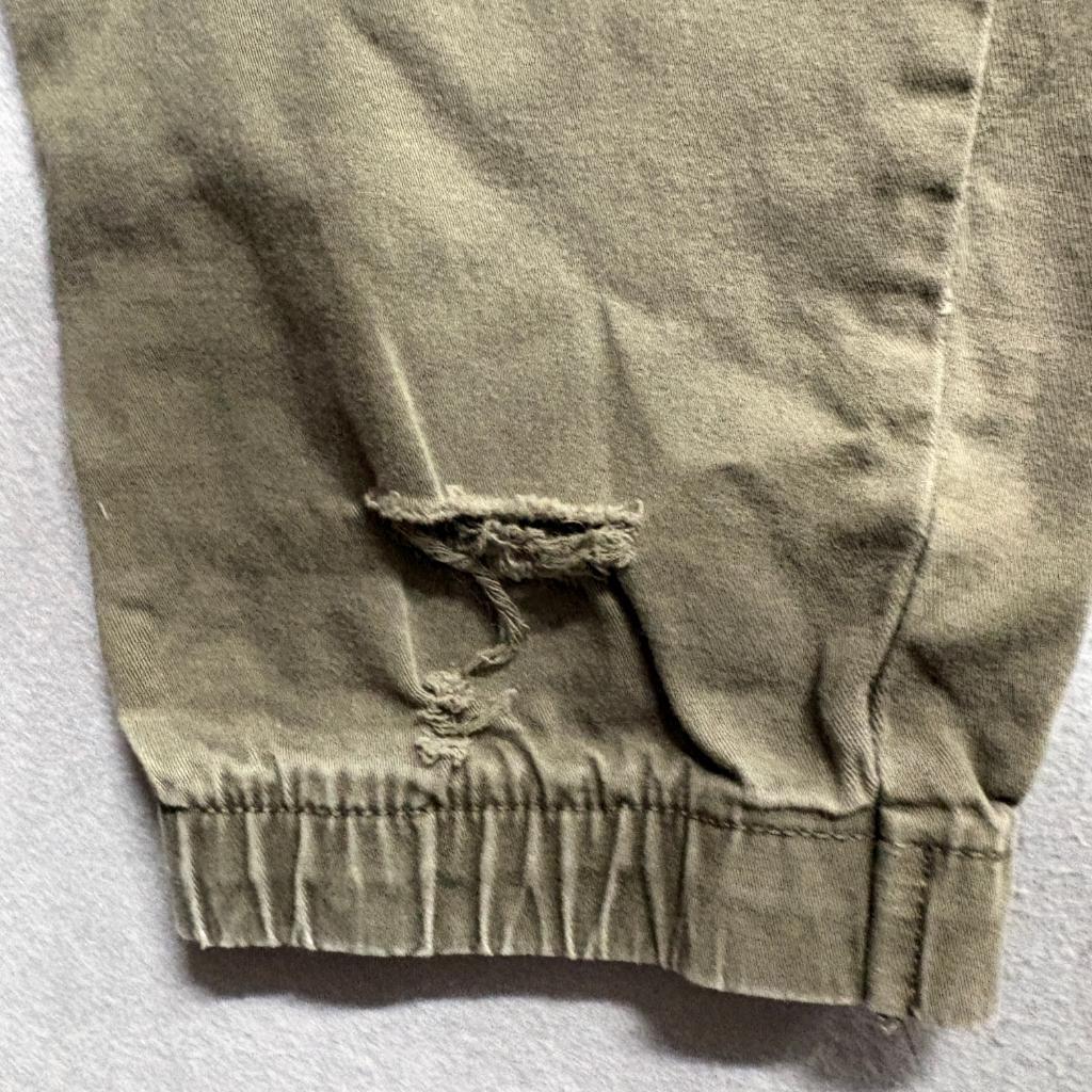 Hollister Advanced Stretch Skinny Jogger Cargo Pants Mens Large Green Distressed