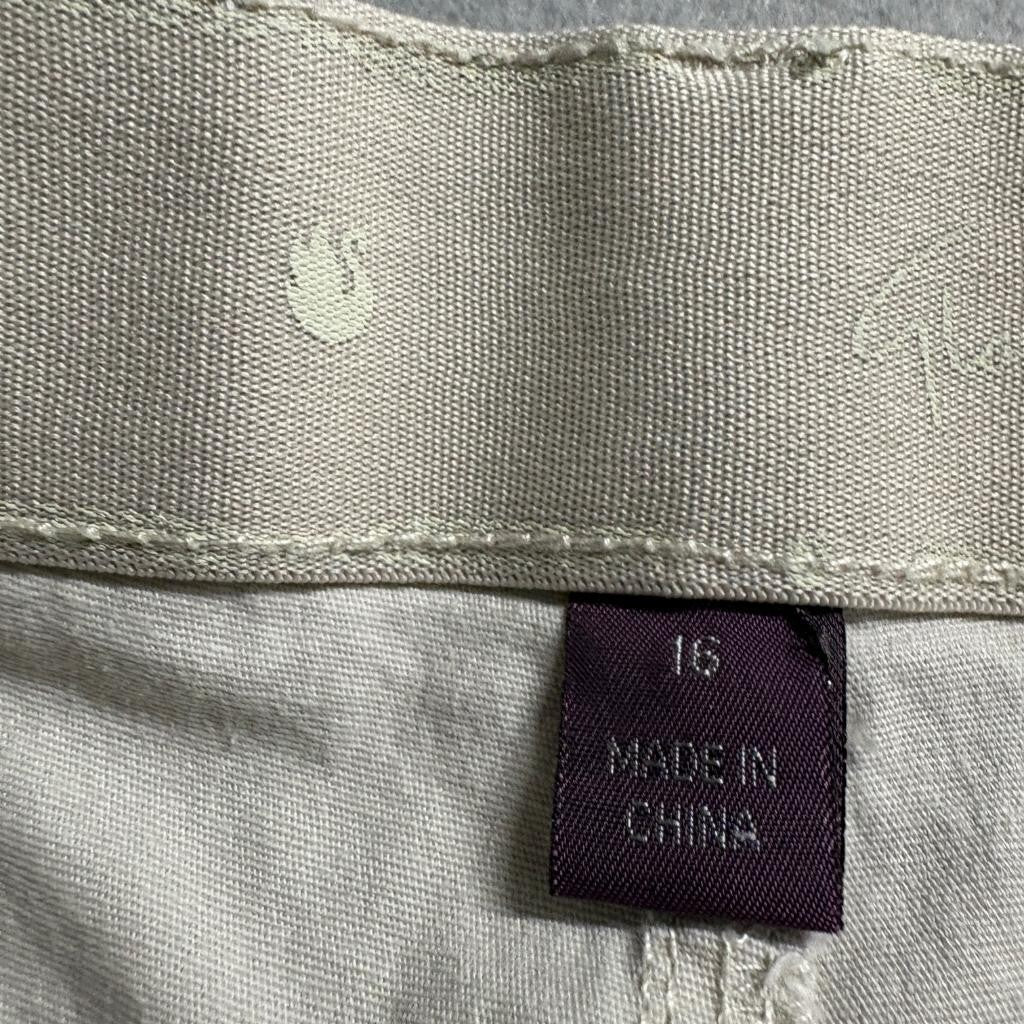 Gloria Vanderbilt Women's Size 16 Beige Khaki Cargo Crop Pants Cotton Blend
