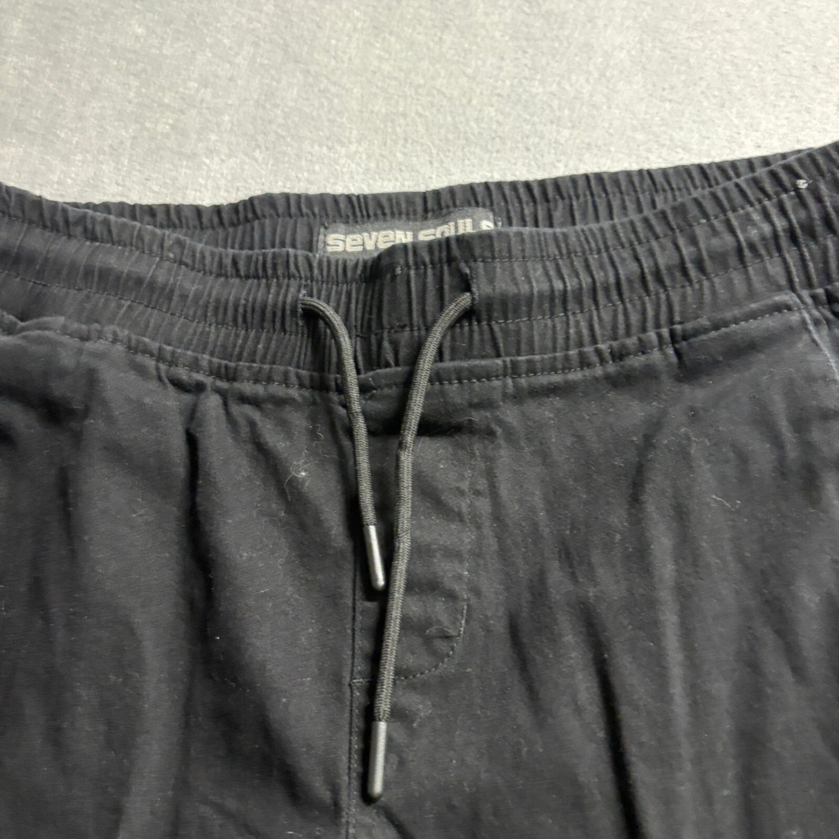 Seven Souls Mens Cargo Jogger Pants Medium Black Drawstring Stretch Twill Cuffed