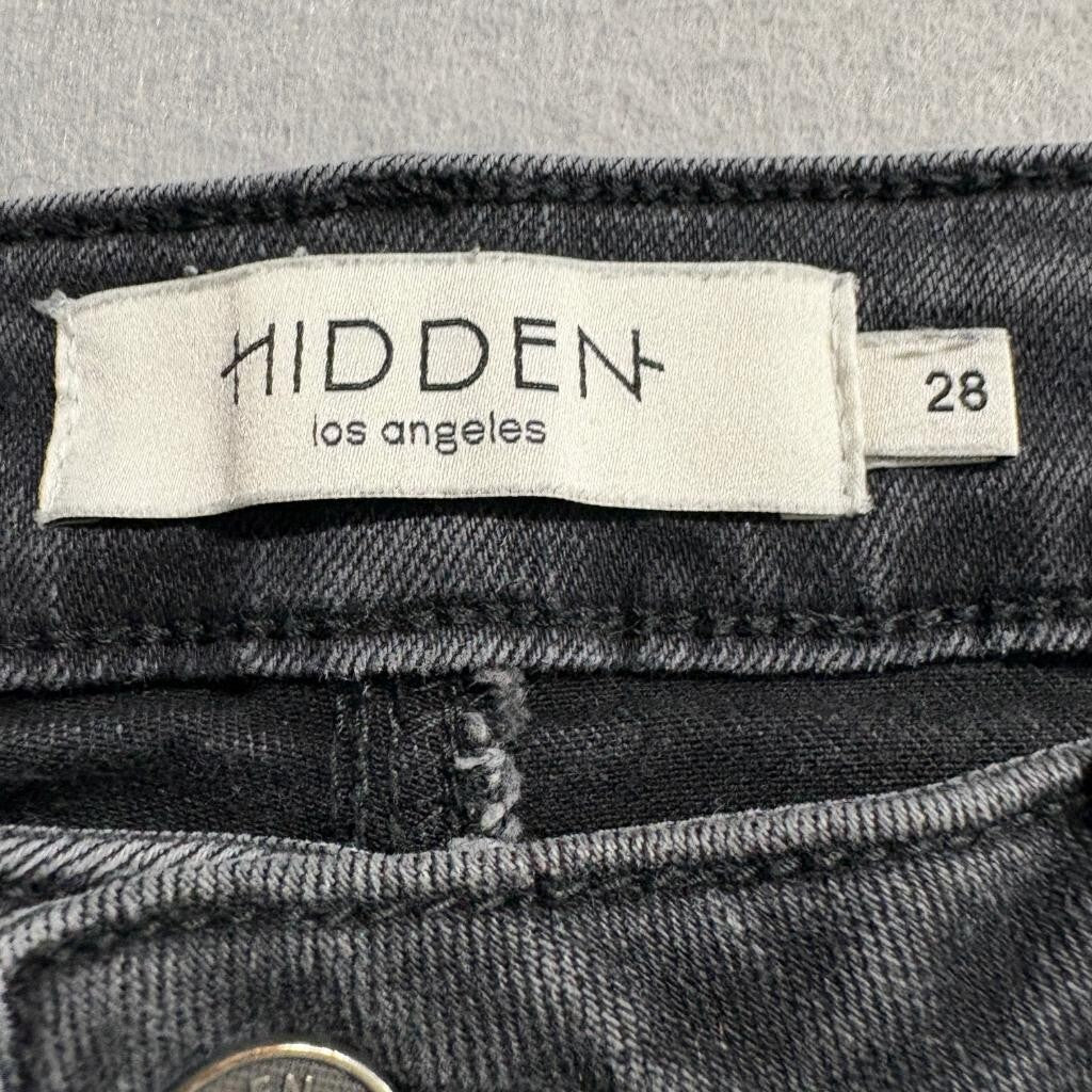 Hidden Jeans Los Angeles Womens 28 Black High Rise Button Fly Raw Hem Flare