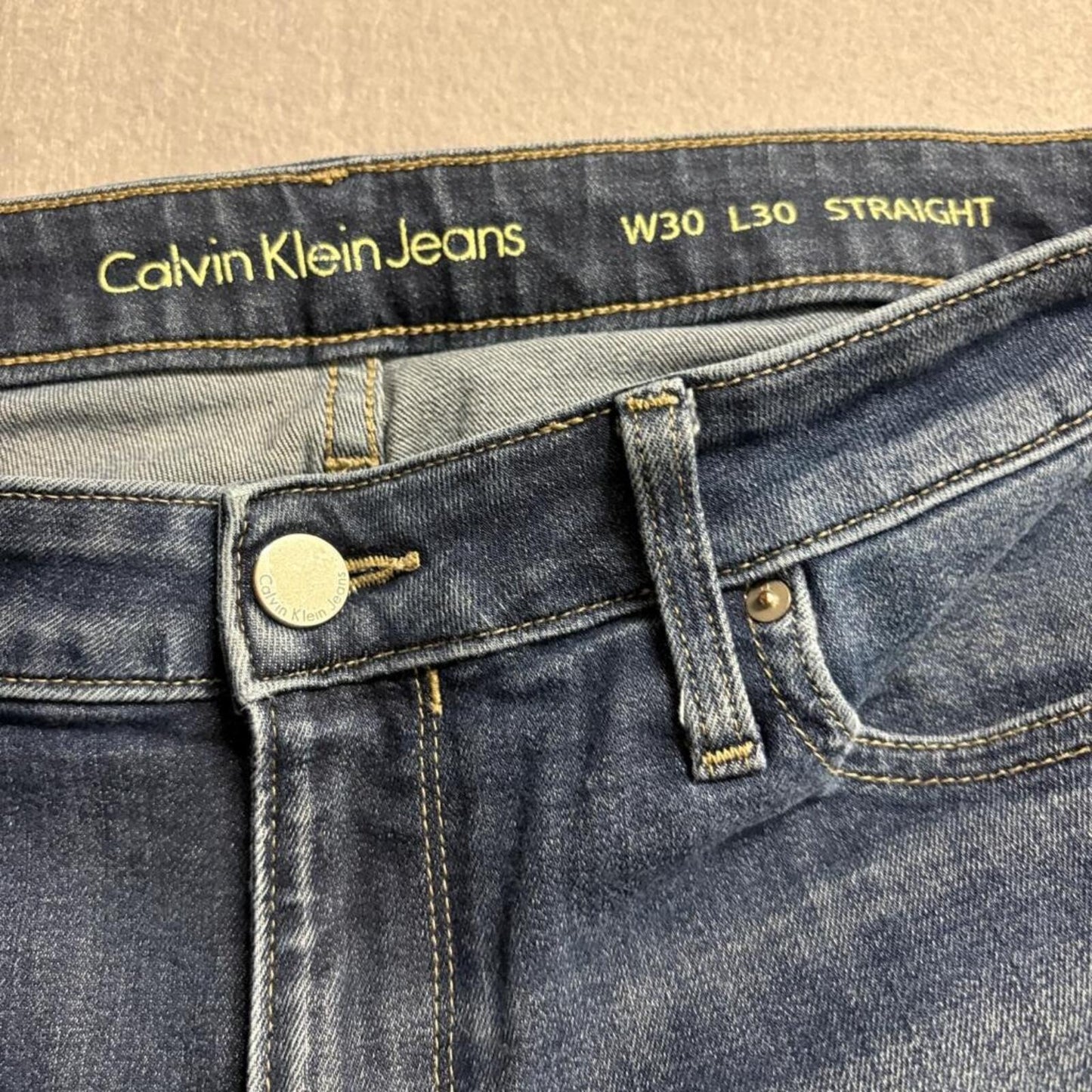 Calvin Klein Jeans Womens W30 L30 Straight Leg Blue Denim Stretch Pants