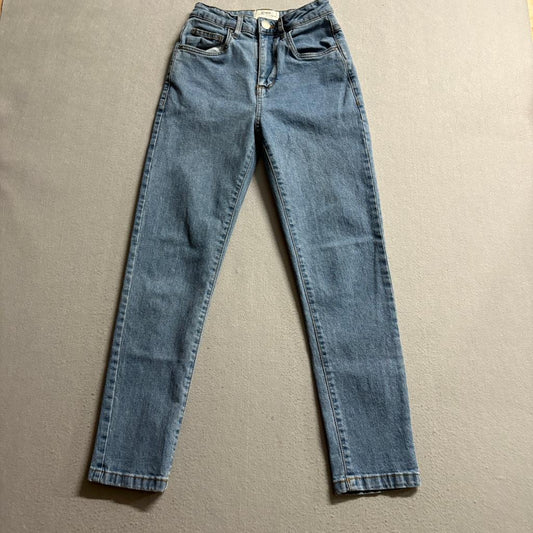 Cotton On Stretch Mom Jeans Womens US 4 Blue Denim High Rise Tapered Leg
