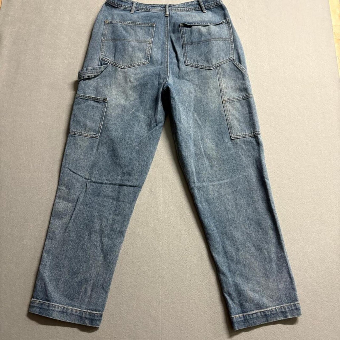 Fashion Nova Carpenter Jeans Mens Size 9 Blue Denim Utility Pants 100% Cotton