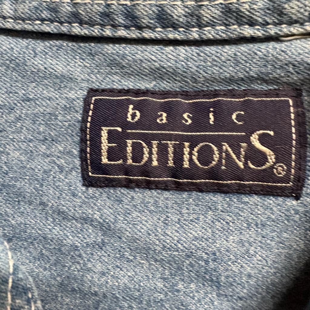 Basic Editions Denim Shirt Mens XL Blue Long Sleeve Button Up Vintage Kmart NWT