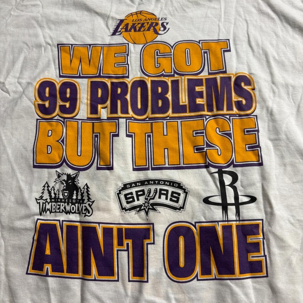 Vintage Los Angeles Lakers 2004 NBA Finals T-Shirt XL 99 Problems Bootleg White
