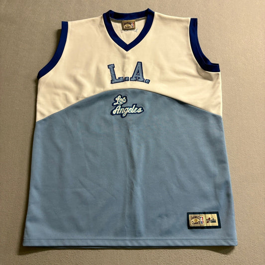 Los Angeles Lakers Majestic Hardwood Classics Vintage Jersey Mens XL Blue Cream