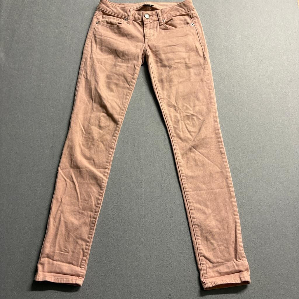 American Eagle Stretch Skinny Jeans Womens 00 Pink Peach Denim Low Rise