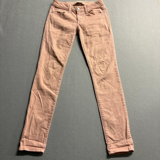 American Eagle Stretch Skinny Jeans Womens 00 Pink Peach Denim Low Rise