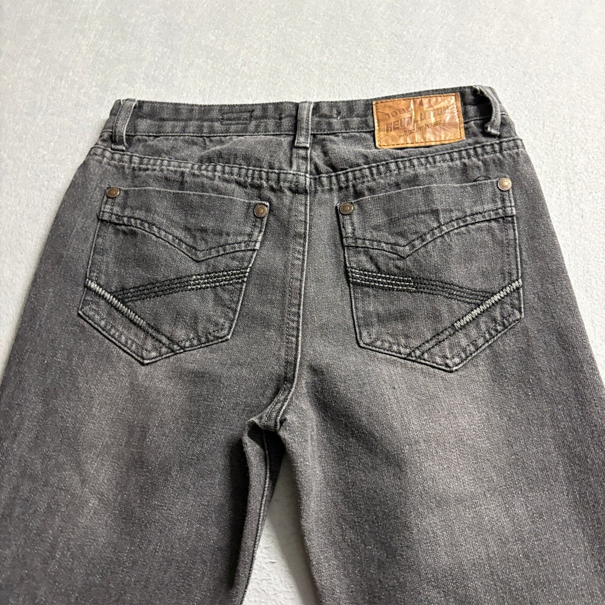 16 Revolution BB Jeans Womens 14/27 Gray Denim Straight Leg High Rise Stretch