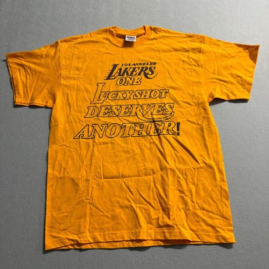 Vintage Los Angeles Lakers Derek Fisher 0.4 Shot T-Shirt Mens XL Gold Yellow BNK