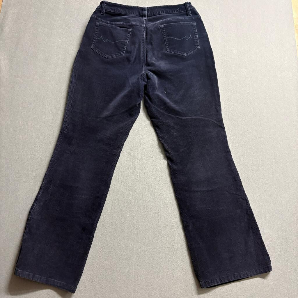 St Johns Bay Corduroy Pants Womens 8 Navy Blue Stretch Bootcut Mid Rise Cotton