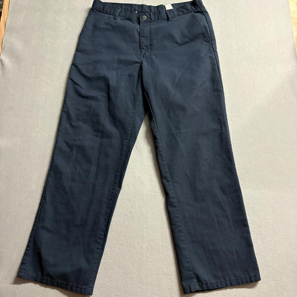 Genuine Dickies Mens Pants 36x32 Navy Blue Flat Front Workwear Chino