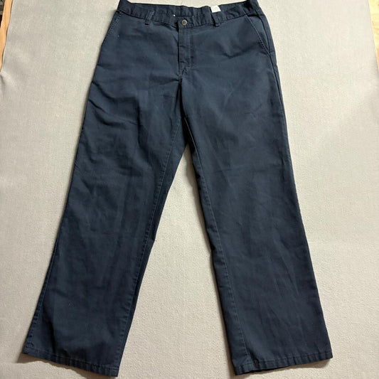 Genuine Dickies Mens Pants 36x32 Navy Blue Flat Front Workwear Chino