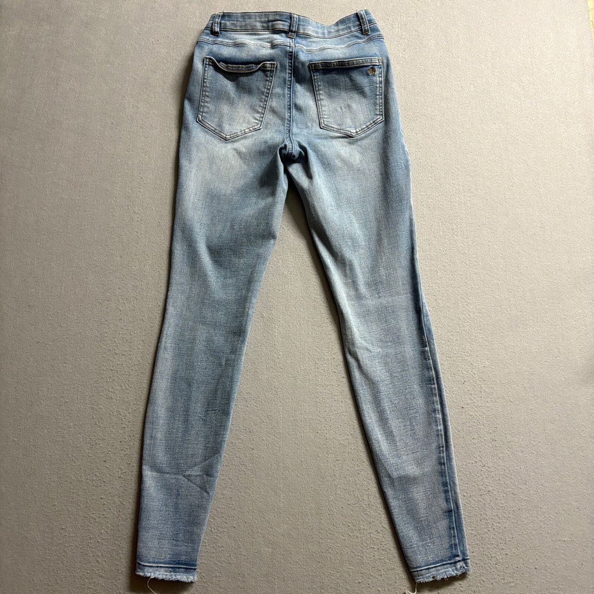 Grace and Lace Skinny Jeans Womens Size 4 Light Wash Stretch Raw Hem Denim