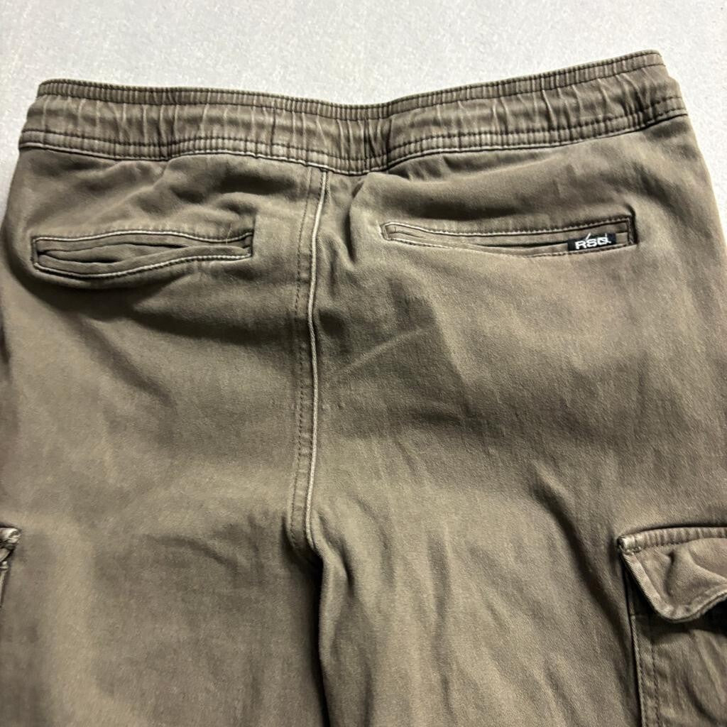 RSQ Cargo Jogger Pants Mens XL Brown Cotton Blend Stretch Elastic Waist Cuffed