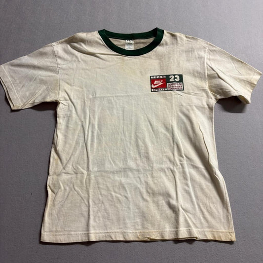 Vintage Nike Bootleg T Shirt Mens XL Cream Green Ringer Jordan Dream It Swoosh
