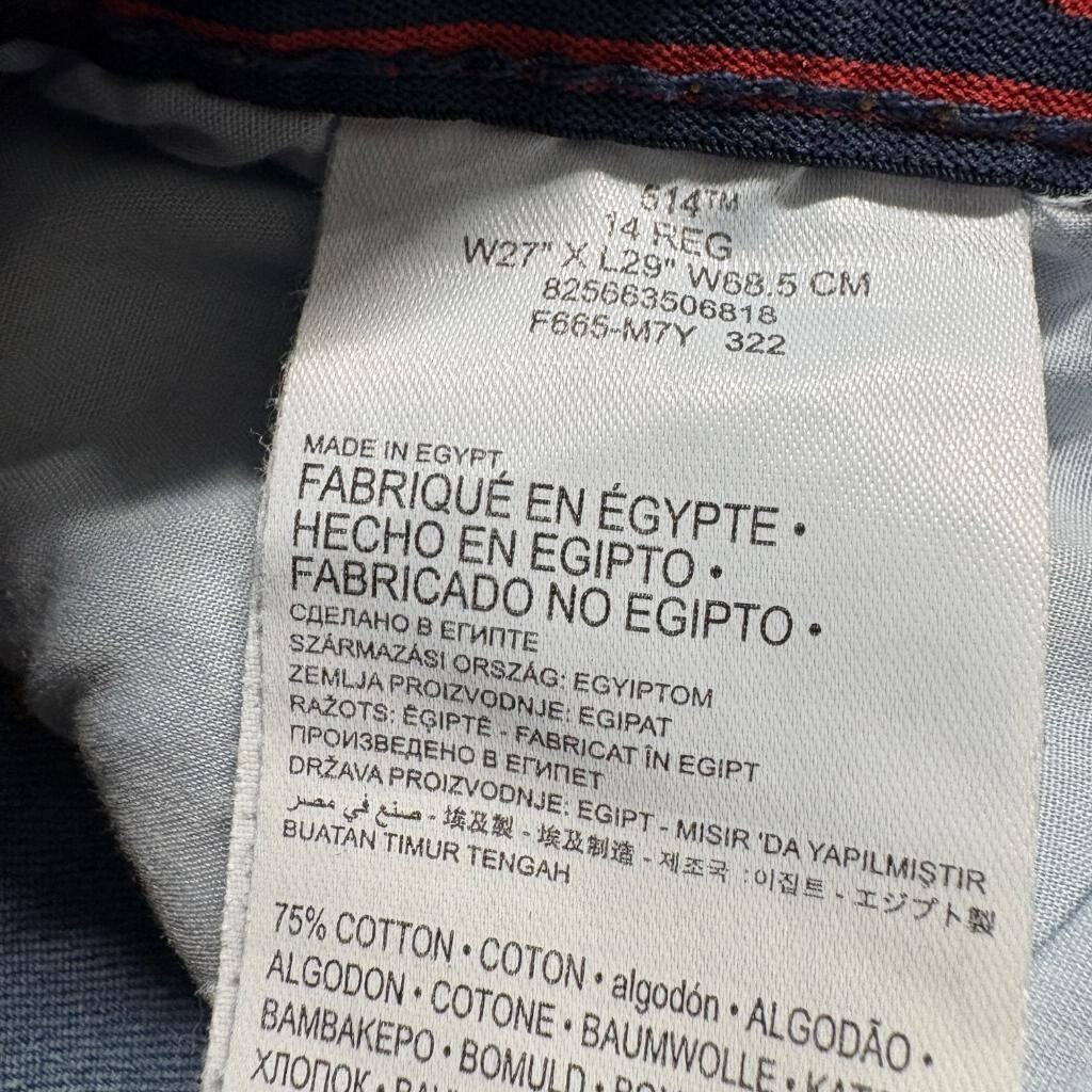Levi's 514 Boys Jeans Size 14 Reg Blue Denim Distressed Straight Leg Adjustable